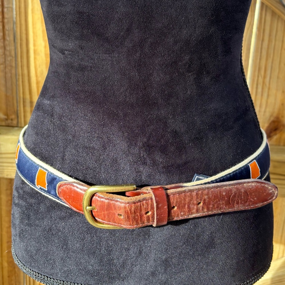 State Traditions Auburn Alabama Gameday Blue & Orange Ribbon Belt Size 34